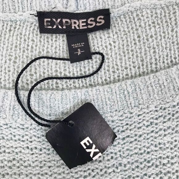 EXPRESS Light Blue Green Cutout‎ Sleeve Sweater Pastel Spring Size Small New - Picture 6 of 13